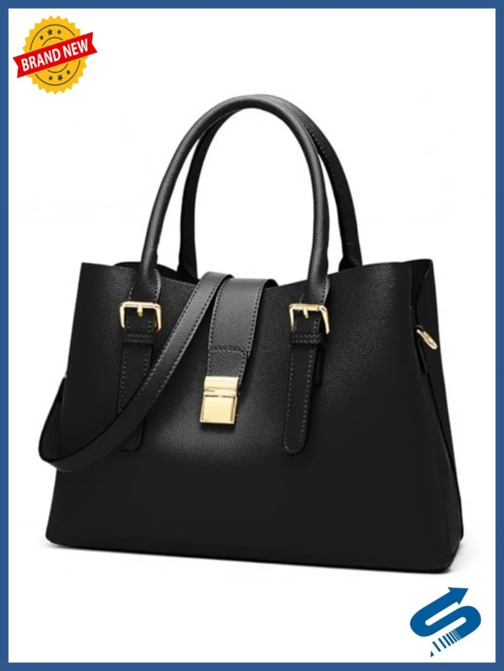 Vegan Leather Tote Handbag for Women, Medium Top Handle Purse with Detachable